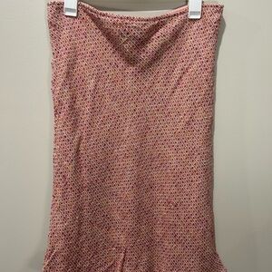 Philippe Adec Red and Pink Patterned Pencil Skirt